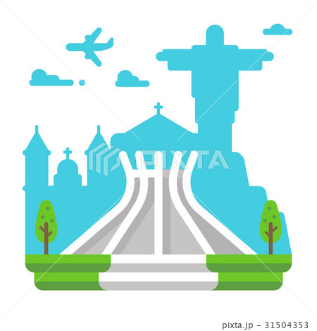 Flat design Brasila cathedral 31504353