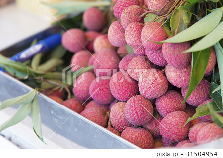 The lychees in the tray.Thai fruit The lychees in the tray.Thai fruit 31504954