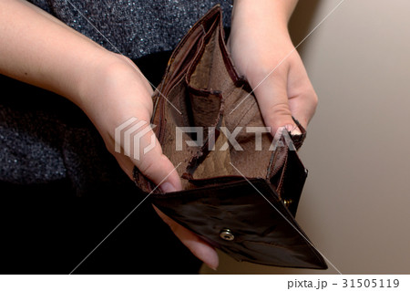Old empty wallet in the hands. Poverty concept. Old empty wallet in the hands. Poverty concept. 31505119