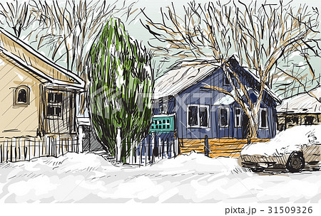 sketch cityscape of Quebec, Canada show snow 31509326