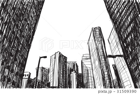 sketch city scape building in Tokyo hand draw  31509390