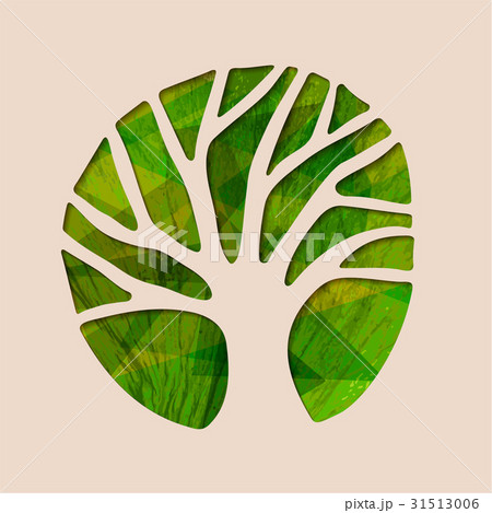 Green ecology tree paper cut shape illustration Green ecology tree paper cut shape illustration 31513006