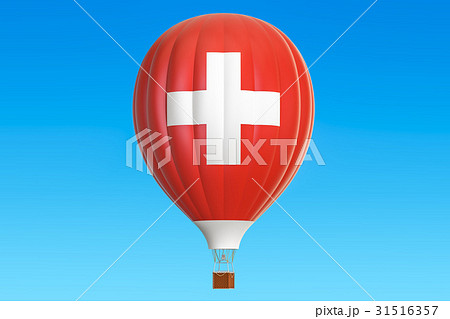 Hot air balloon with Switzerland flag 31516357