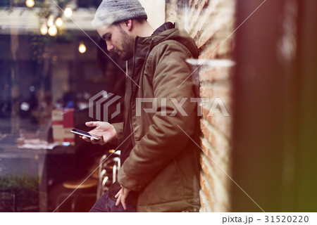 Man Use Mobile Phone Connection Social Network Man Use Mobile Phone Connection Social Network 31520220