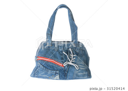 A blue denim bag isolate on white with path 31520414