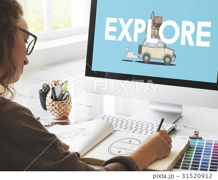 Illustration of discovery journey road trip traveling on computer Illustration of discovery journey road trip traveling on computer 31520912