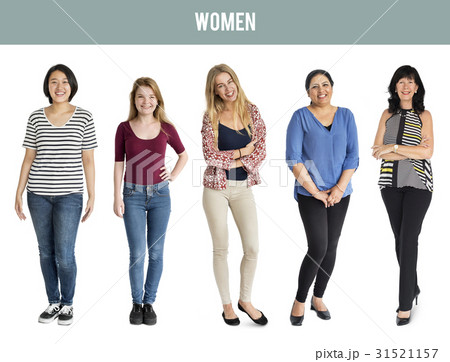 Diversity Women Set Gesture Standing Together Studio Isolated Diversity Women Set Gesture Standing Together Studio Isolated 31521157