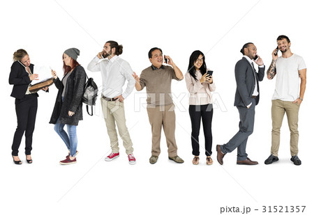 Diversity People Using Mobile Devices Studio Isolated 31521357