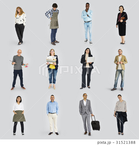 Diverse Career Business People Set Gesture Studio Isolated 31521388