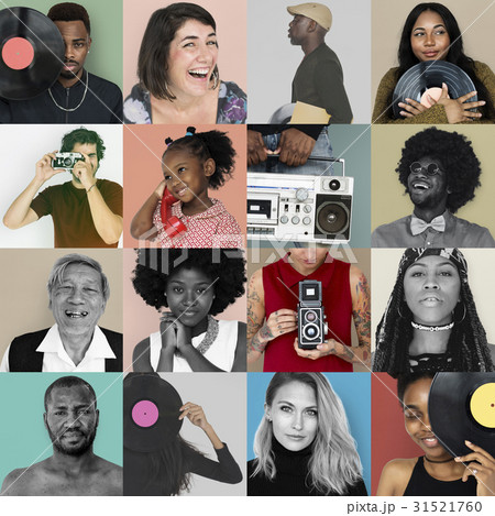 Collection pf people with vintage retro media Collection pf people with vintage retro media 31521760
