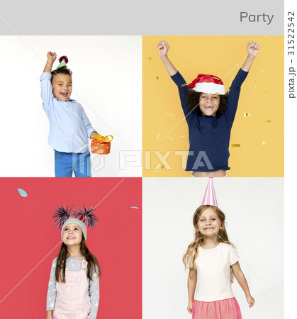 People Set of Diversity Kids Enjoy Party Studio Collage People Set of Diversity Kids Enjoy Party Studio Collage 31522542