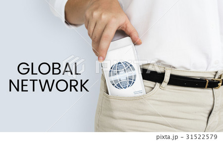 Graphic of global communication connection technology on mobile phone 31522579