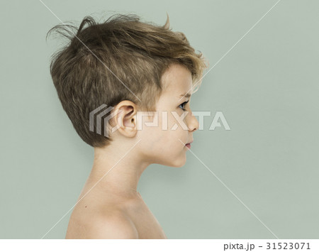 Little Boy Bare Chest Smiling Side 31523071