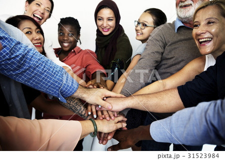 Group of people hands stack support together 31523984