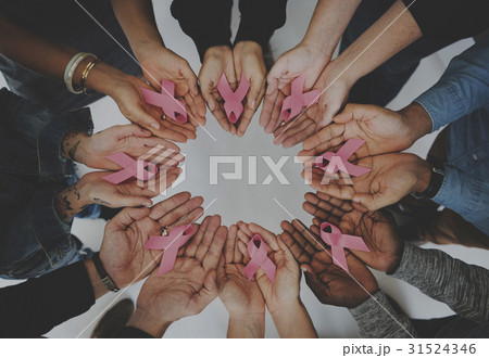 Hands Show Pink Ribbon Breast Cancer Awareness 31524346