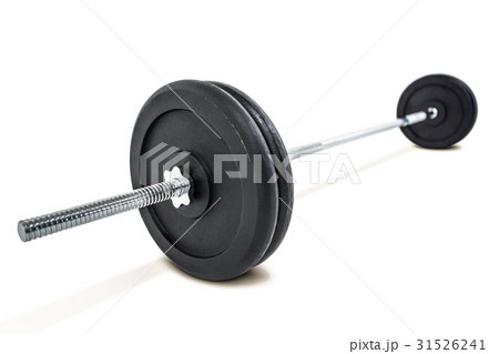 Barbell weights on white background Barbell weights on white background 31526241