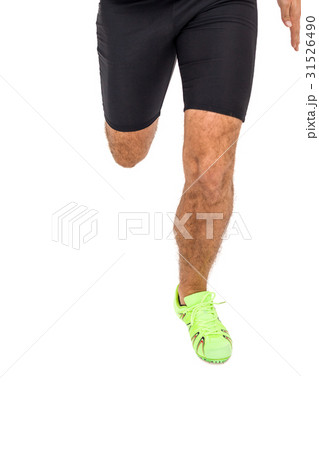 Athlete feet running on white background 31526490