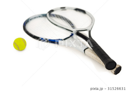 Tennis ball and rackets on white background Tennis ball and rackets on white background 31526631