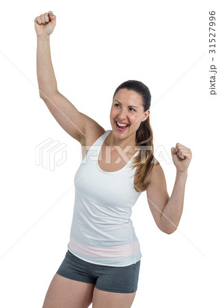 Happy athlete woman posing after victory 31527996