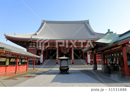 東京 浅草・浅草寺の本堂(観音堂)ーローアングル 東京 浅草・浅草寺の本堂(観音堂)ーローアングル 31531886