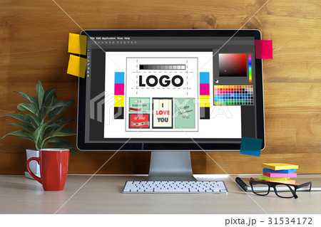 Creative Designer Graphic at work. Color, Illustr Creative Designer Graphic at work. Color, Illustr 31534172