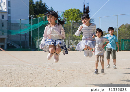 縄跳びをする小学生 31536828