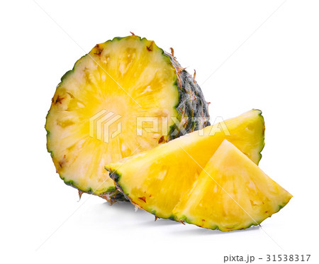 half and slice of green pineapple isolated half and slice of green pineapple isolated 31538317