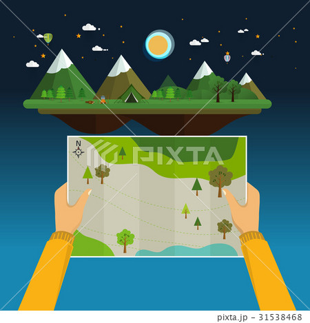 Man on a hiking trip holding a map Man on a hiking trip holding a map 31538468