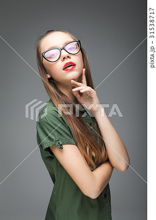young girl with modern glasses young girl with modern glasses 31538717