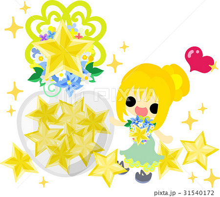 可愛い女の子と星のキャンディのイラスト素材 31540172 Pixta
