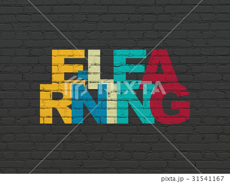 Studying concept: E-learning on wall background 31541167