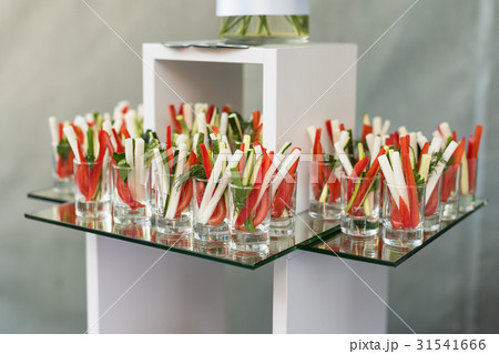 Appetizer of fresh cucumbers, asparagus and pepper 31541666