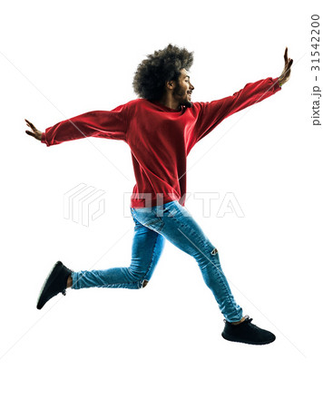 african man jumping happy silhouette isolated african man jumping happy silhouette isolated 31542200