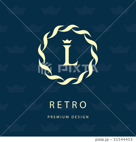 Monogram template logo. Calligraphic emblem sign L Monogram template logo. Calligraphic emblem sign L 31544453