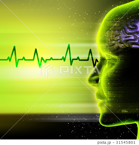 Woman head with ecg line Woman head with ecg line 31545801