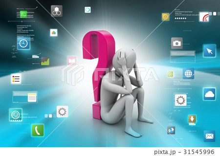 3d man sitting near the question mark 31545996