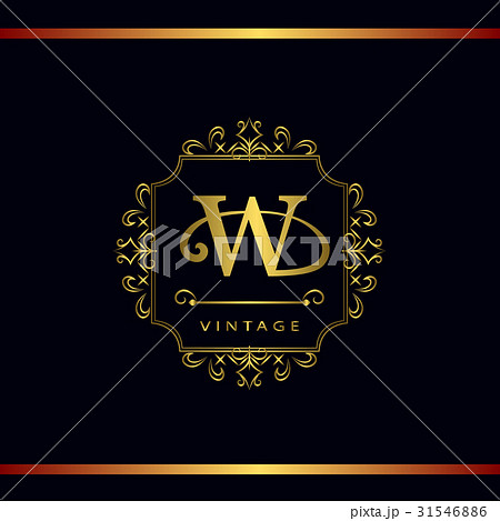 Monogram template logo. Calligraphic emblem sign W 31546886