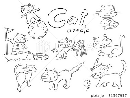 kids style hand drawn cute cats. doodle Animals ve 31547957