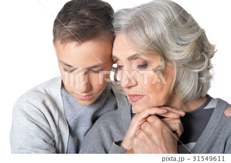 Sad grandmother and grandson Sad grandmother and grandson 31549611