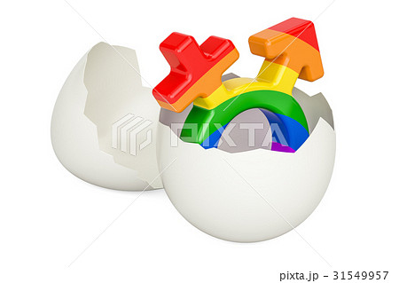 Egg with rainbow male and female sign inside 31549957