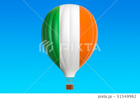 Hot air balloon with Ireland flag, 3D rendering Hot air balloon with Ireland flag, 3D rendering 31549962
