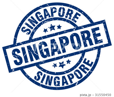 Singapore blue round grunge stamp 31550450