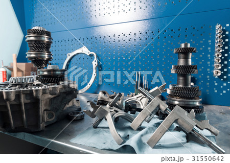 Cross-section of a car gearbox. mechanic work in Cross-section of a car gearbox. mechanic work in 31550642