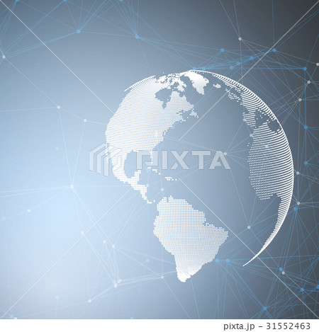 World globe on blue background with connecting World globe on blue background with connecting 31552463