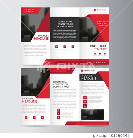 Red lael business trifold Leaflet Brochure Flyer 31560542