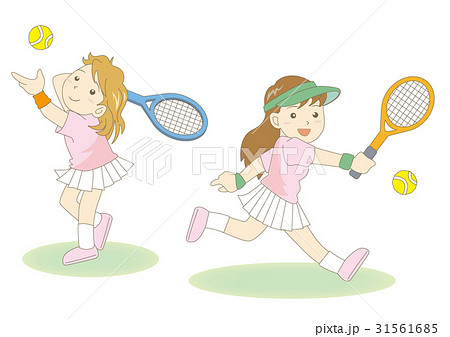 テニス女子2パターンのイラスト素材