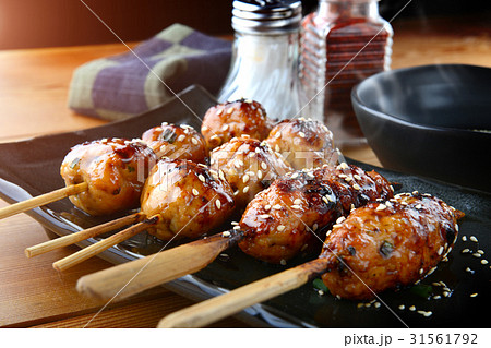 japanese meatball grill  tsukune. 31561792