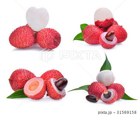 set of lychee isolated on white background 31569158