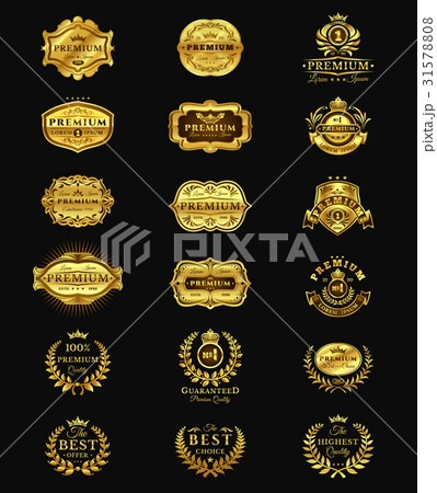 Golden Badges, stickers premium quality isolated 31578808