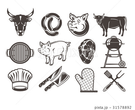 Set grill and barbecue icons Set grill and barbecue icons 31578892